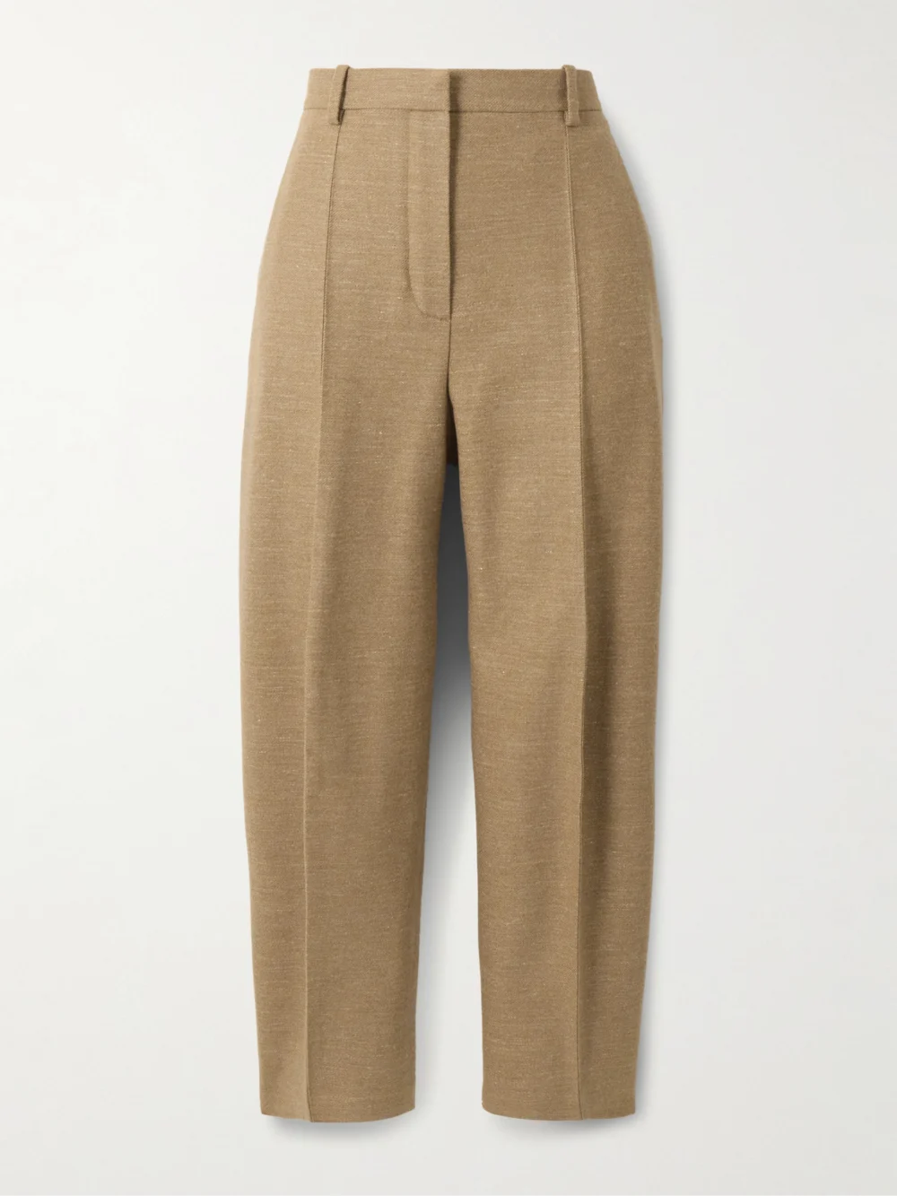 Loro Piana Dan Pleated Wool, Cashmere and Linen-blend Tapered Pants in sand