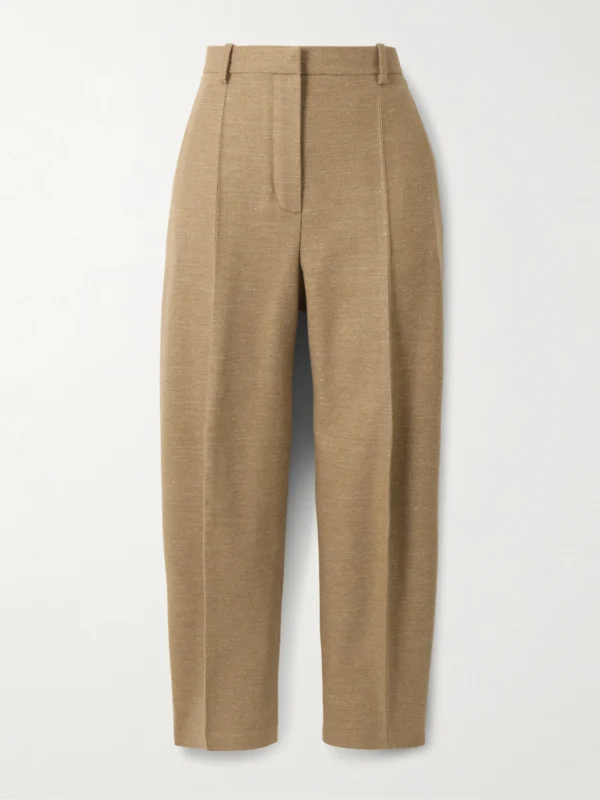 Loro Piana Dan Pleated Wool, Cashmere and Linen-blend Tapered Pants