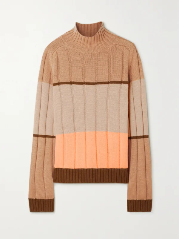 Loro Piana Daosta Color-block Ribbed Cashmere Turtleneck Sweater