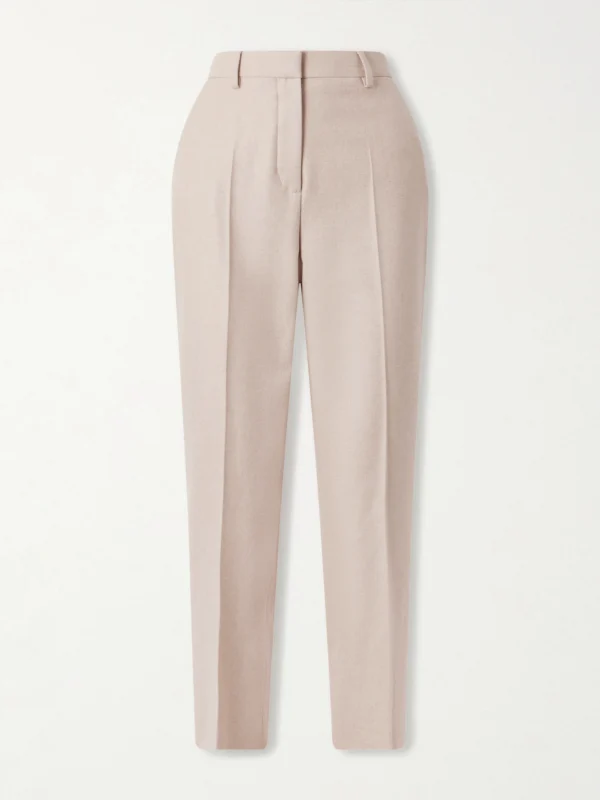 Loro Piana Dermot Cropped Wool and Cashmere-blend Flannel Straight-leg Pants