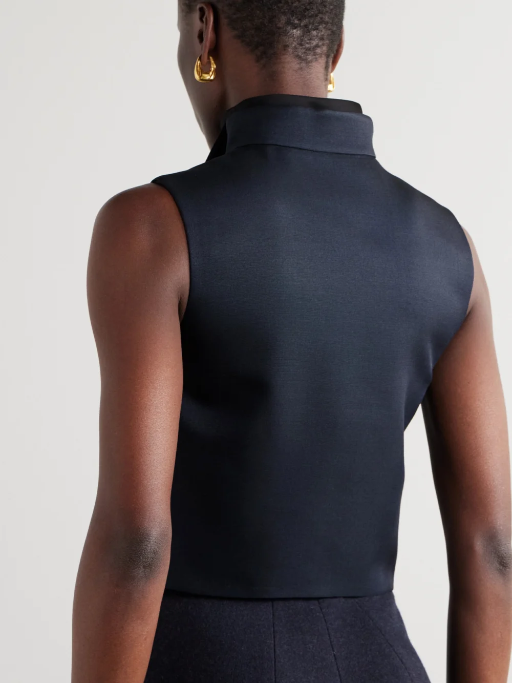 Back view of the Loro Piana Dianne Layered Satin-trimmed Grain De Poudre Wool and Silk-blend Vest