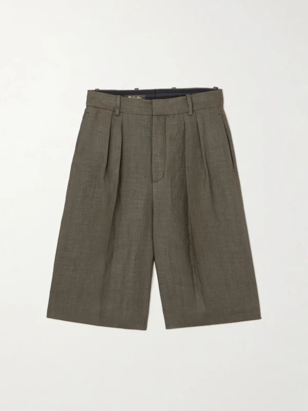 Loro Piana Digby Pleated Linen and Wool-blend Shorts