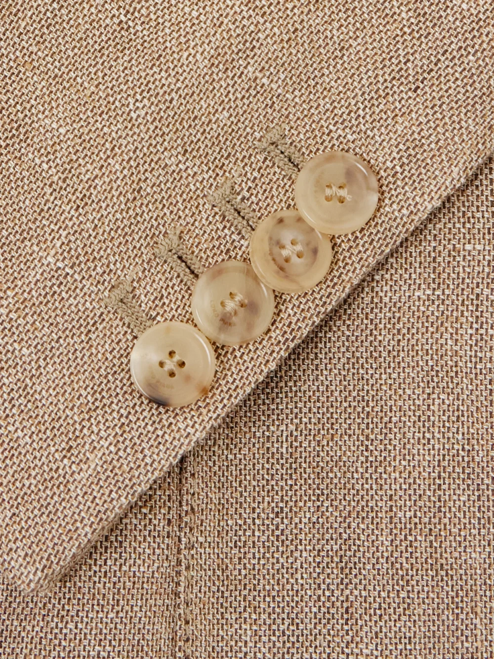 Close-up detail of the Loro Piana Double-breasted Linen Blazer