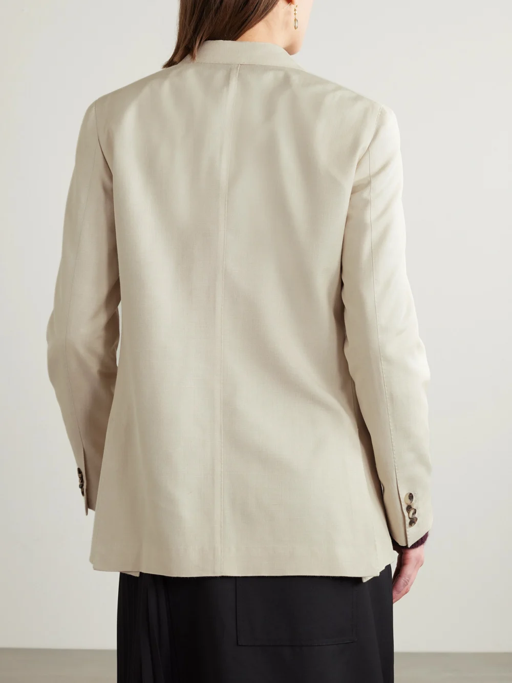 Back view of the Loro Piana Double-breasted Silk-dupioni Blazer