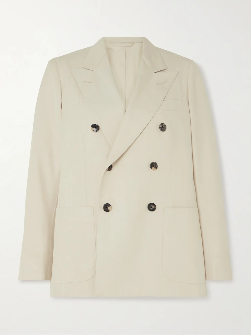 Loro Piana Double-breasted Silk-dupioni Blazer in cream