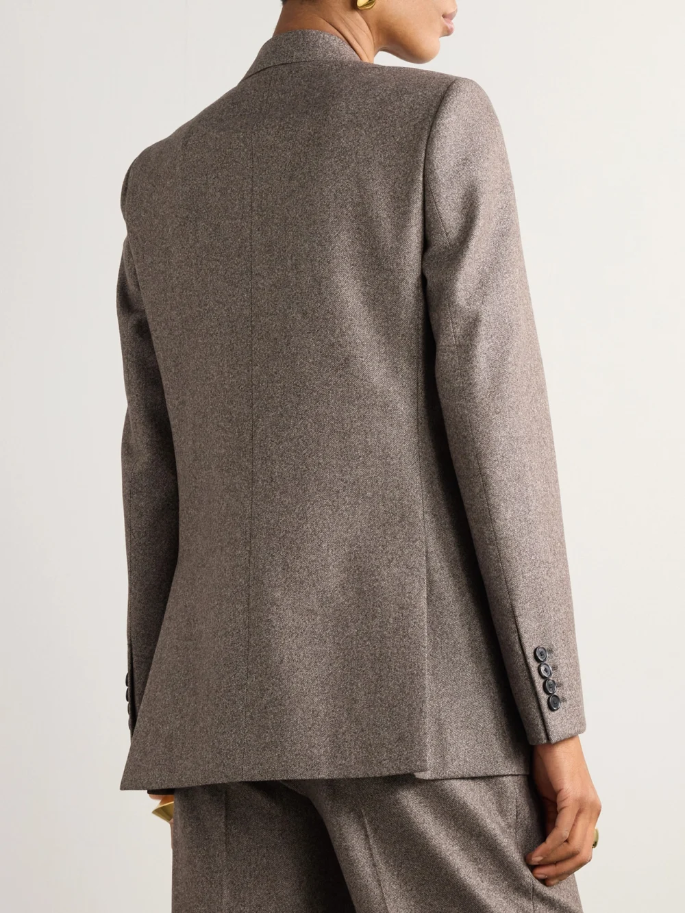 Back view of the Loro Piana Double-breasted Wool and Cashmere-blend Twill Blazer