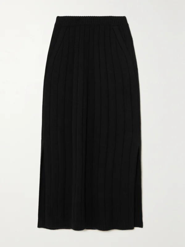 Loro Piana Duca D'aosta Ribbed Cashmere Midi Skirt