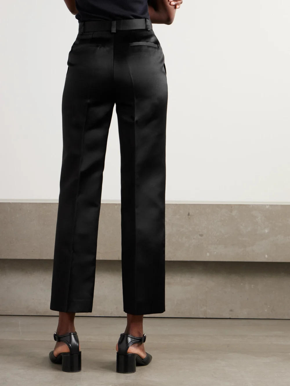 Back view of the Loro Piana Duchesse Silk-satin Straight-leg Pants