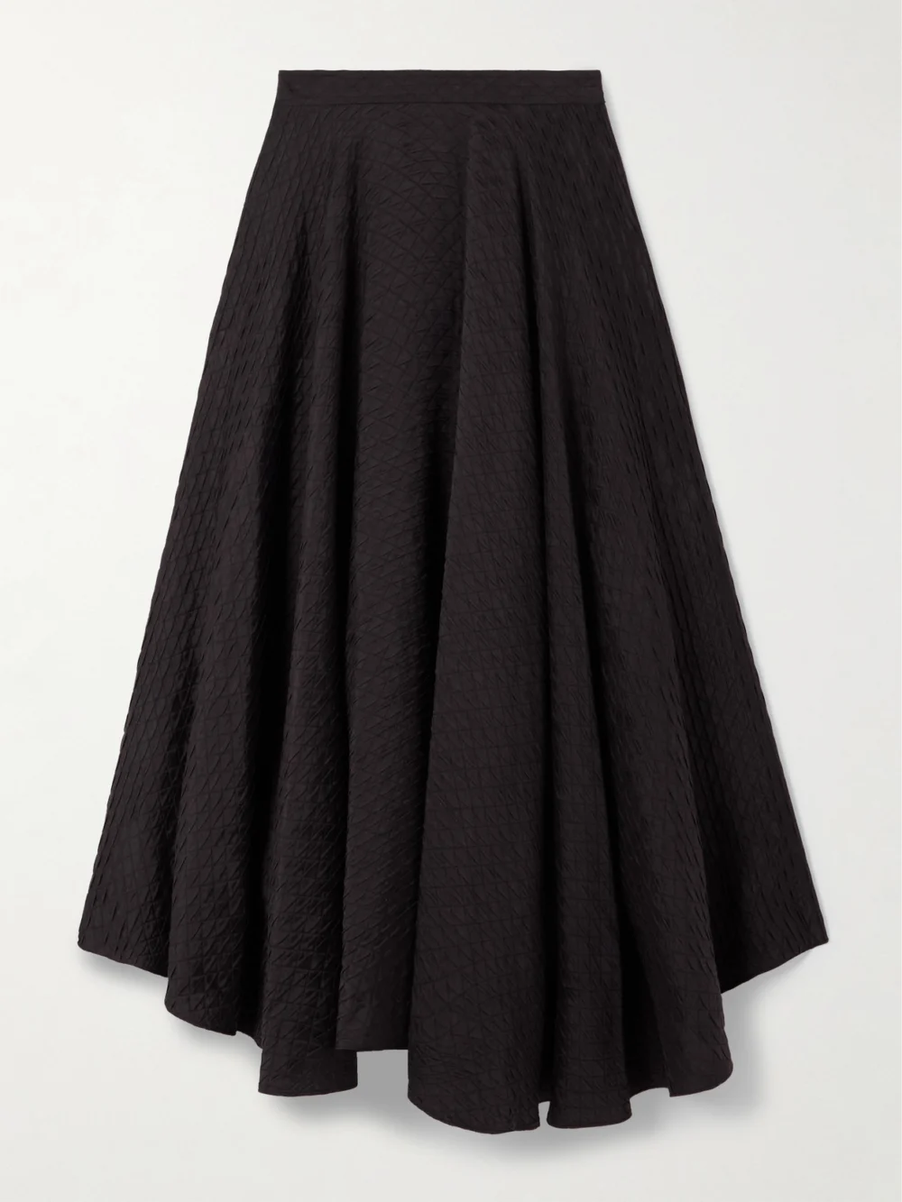 Loro Piana Elise Quilted Silk-cloqué Midi Skirt in brown