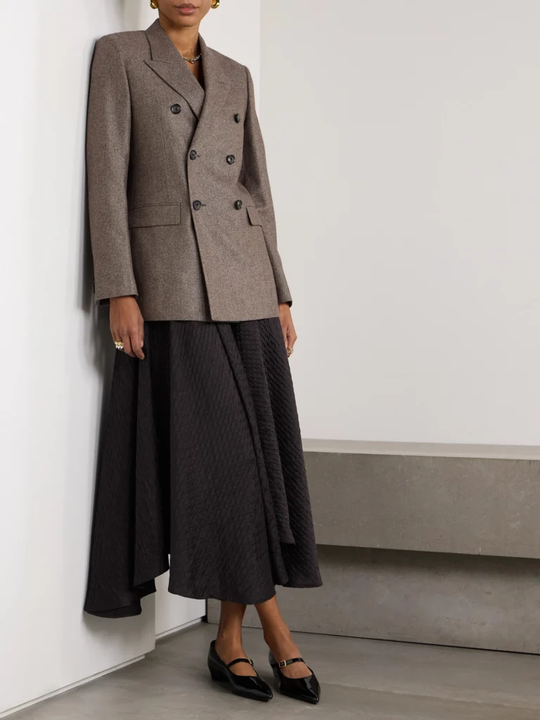 Loro Piana Elise Quilted Silk-cloqué Midi Skirt
