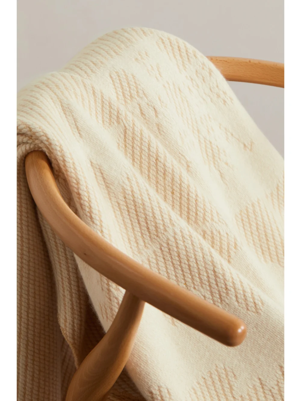 Close-up detail of the Loro Piana Fringed Logo-jacquard Cashmere Blanket
