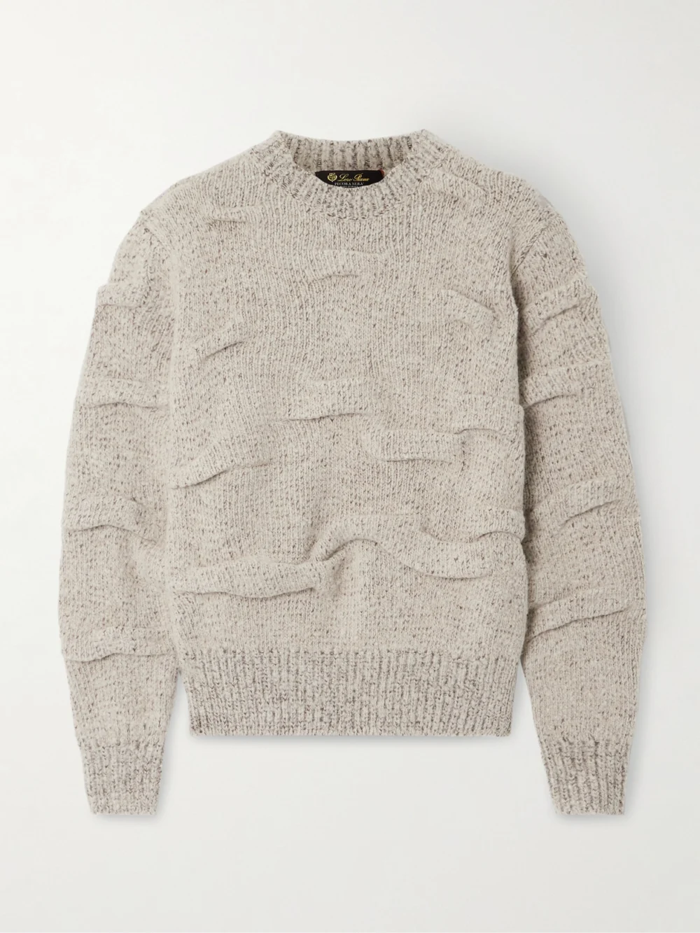 Loro Piana Gathered Knitted Wool Sweater in light gray