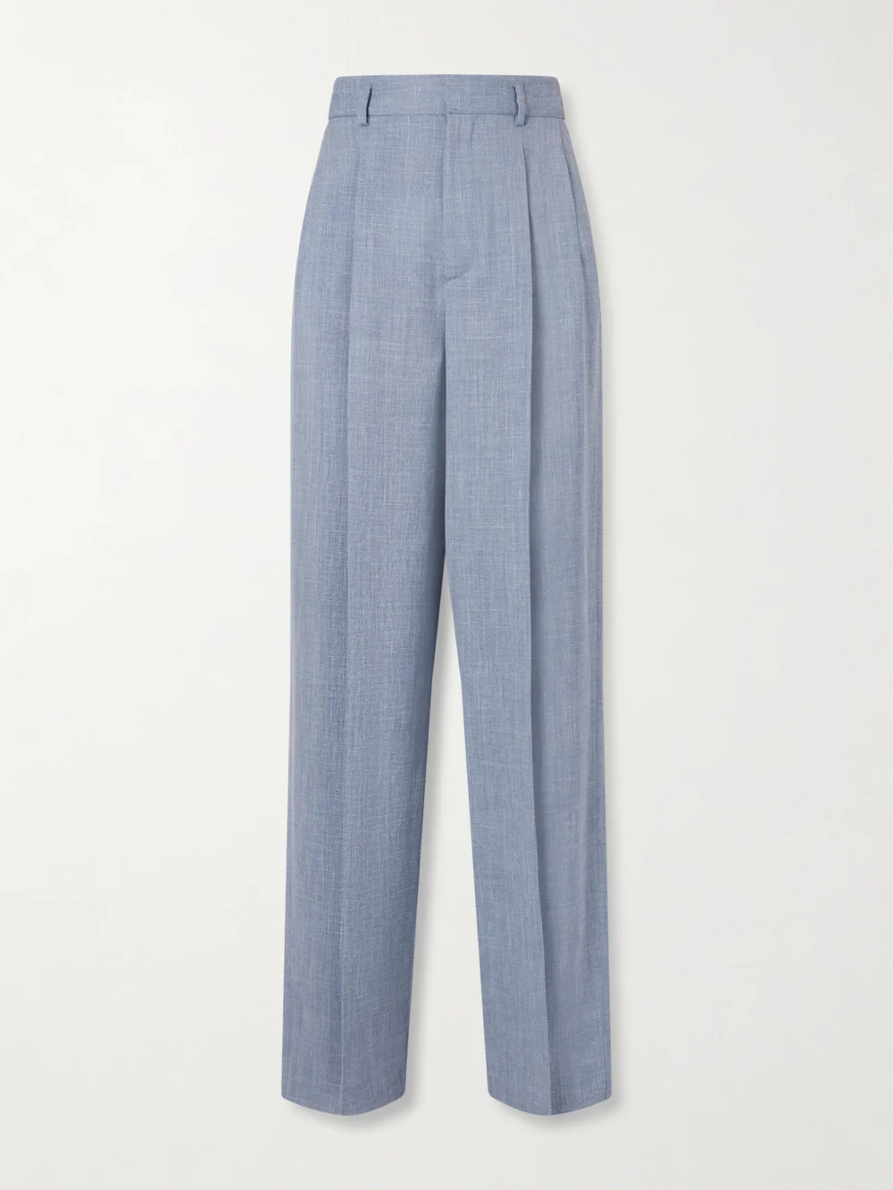 Loro Piana Hector Pleated Wool, Silk and Linen-blend Wide-leg Pants in light blue