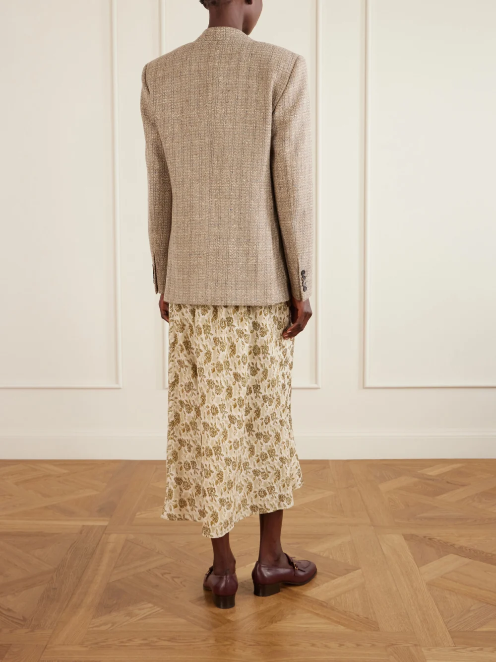 Back view of the Loro Piana Hedland Checked Tweed Blazer