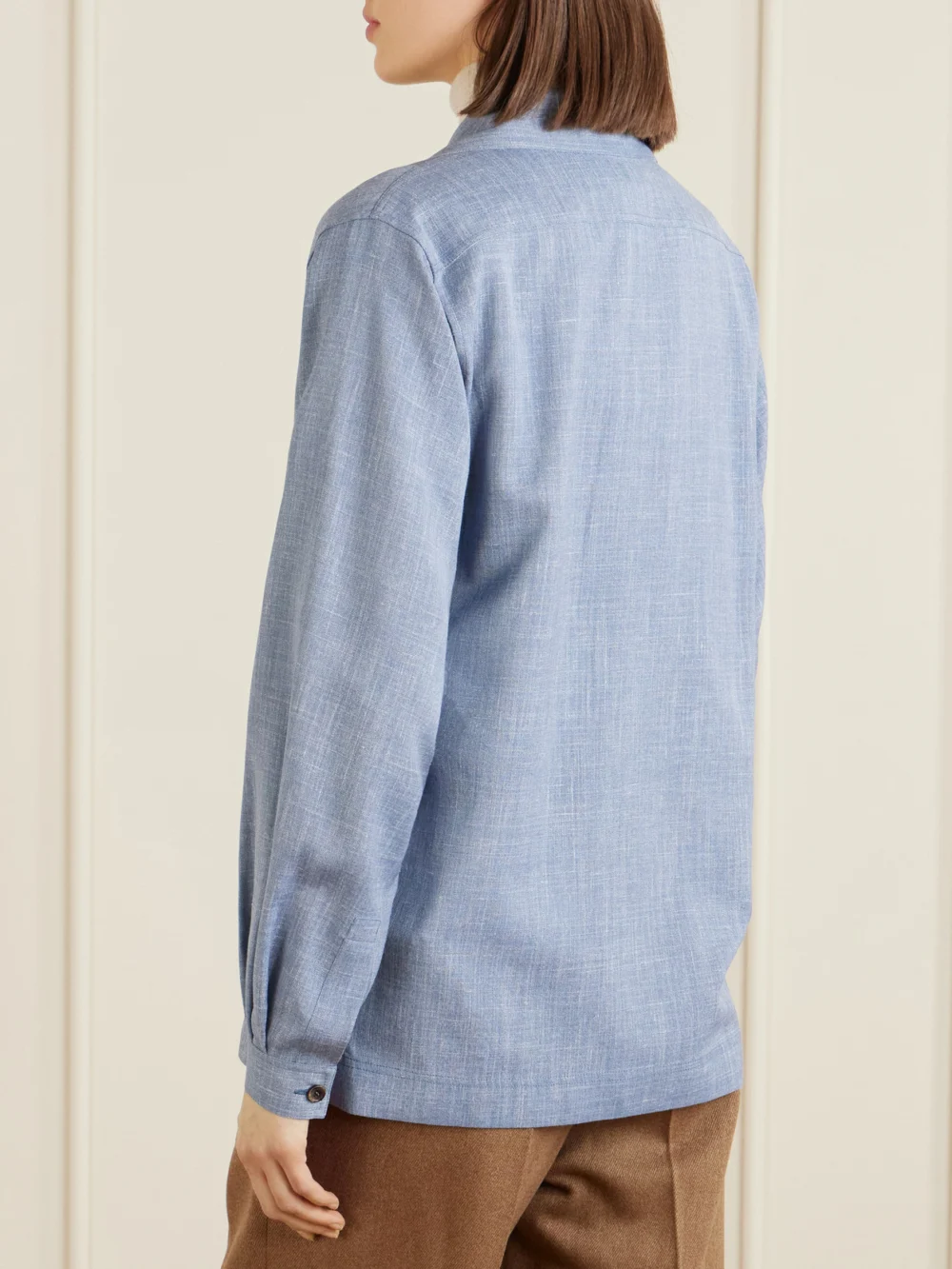 Back view of the Loro Piana Ida Wool, Silk and Linen-blend Shirt