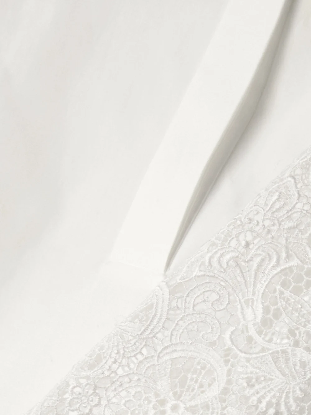 Close-up detail of the Loro Piana Ide Cotton-poplin and Guipure Lace Shirt