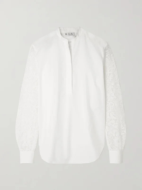 Loro Piana Ide Cotton-poplin and Guipure Lace Shirt