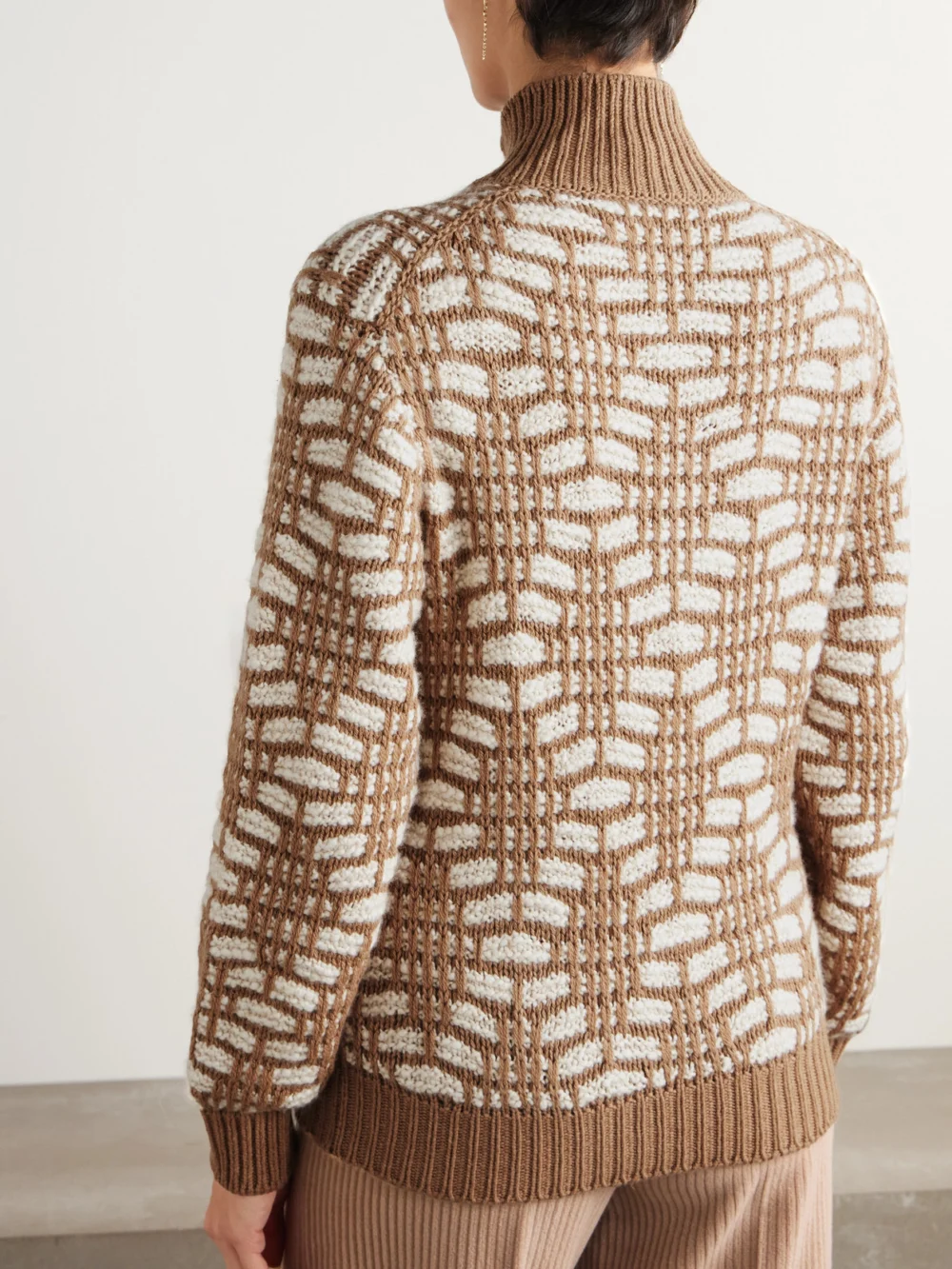 Back view of the Loro Piana Jacquard-knit Camel-hair Sweater