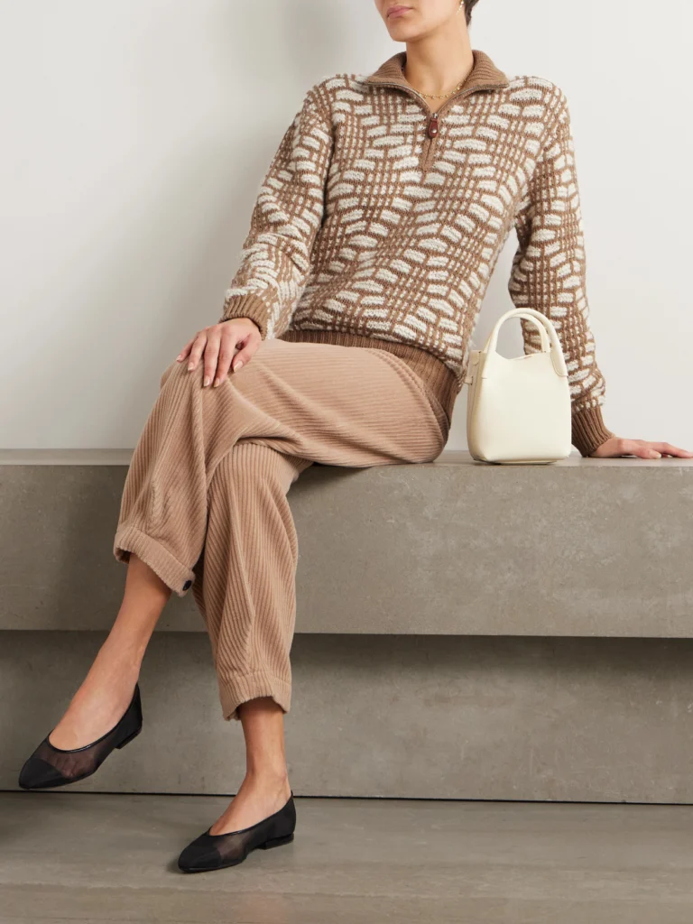 Loro Piana Jacquard-knit Camel-hair Sweater