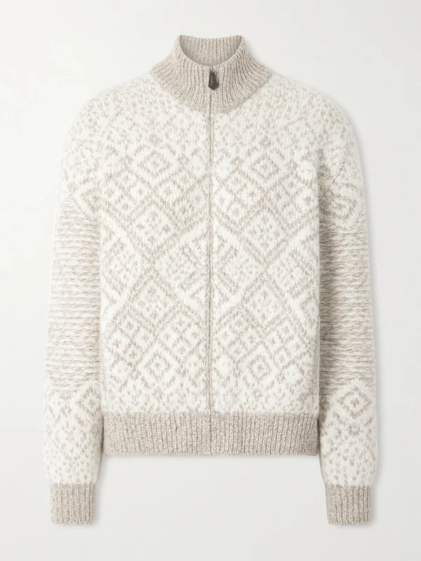 Loro Piana Jacquard-knit Cashmere Cardigan