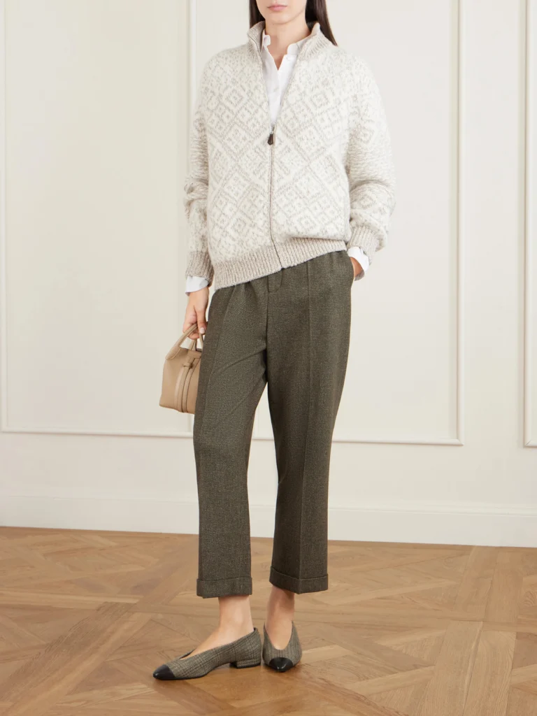 Loro Piana Jacquard-knit Cashmere Cardigan