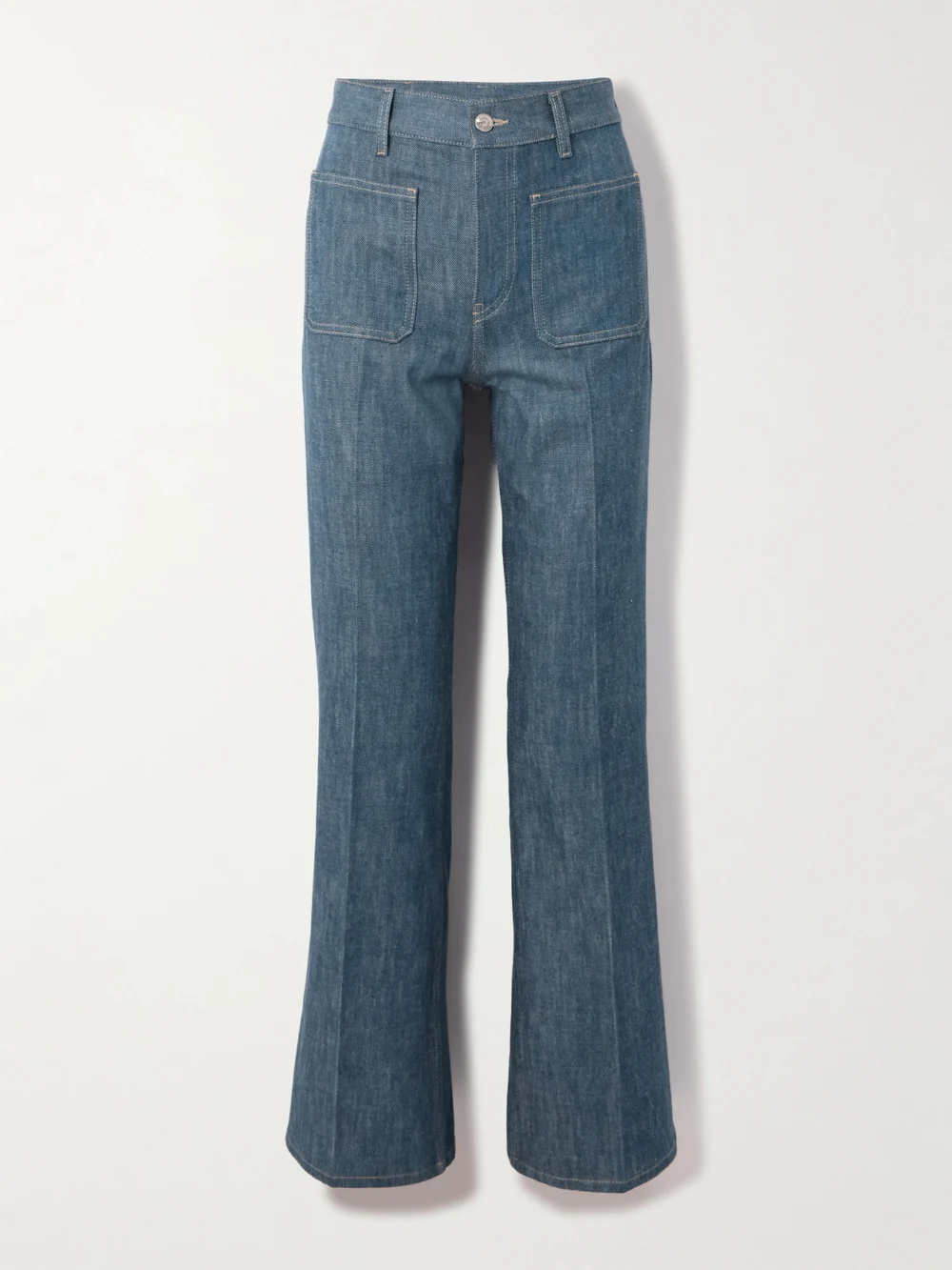Loro Piana Lamark High-rise Flared Jeans in mid denim