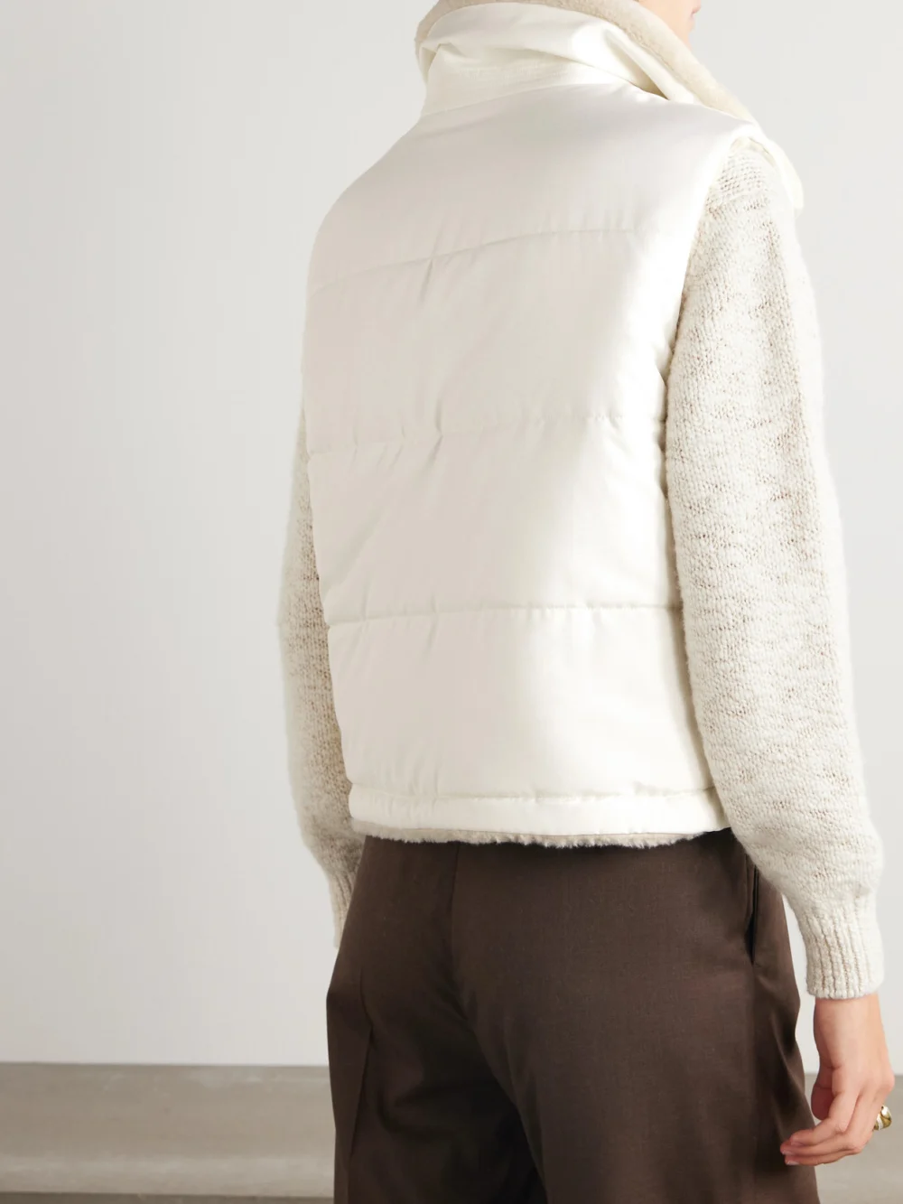 Back view of the Loro Piana Leone Quilted Silk-shell Vest