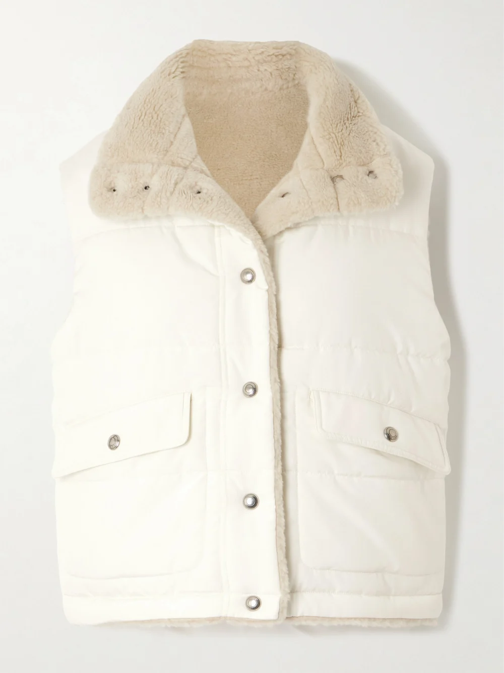 Loro Piana Leone Quilted Silk-shell Vest in off-white