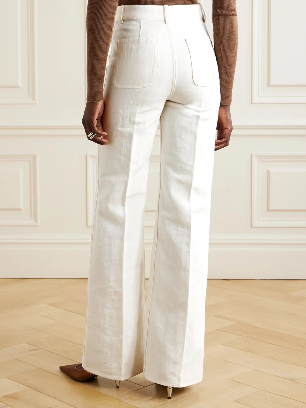 Back view of the Loro Piana Linen and Cotton-blend Straight-leg Pants