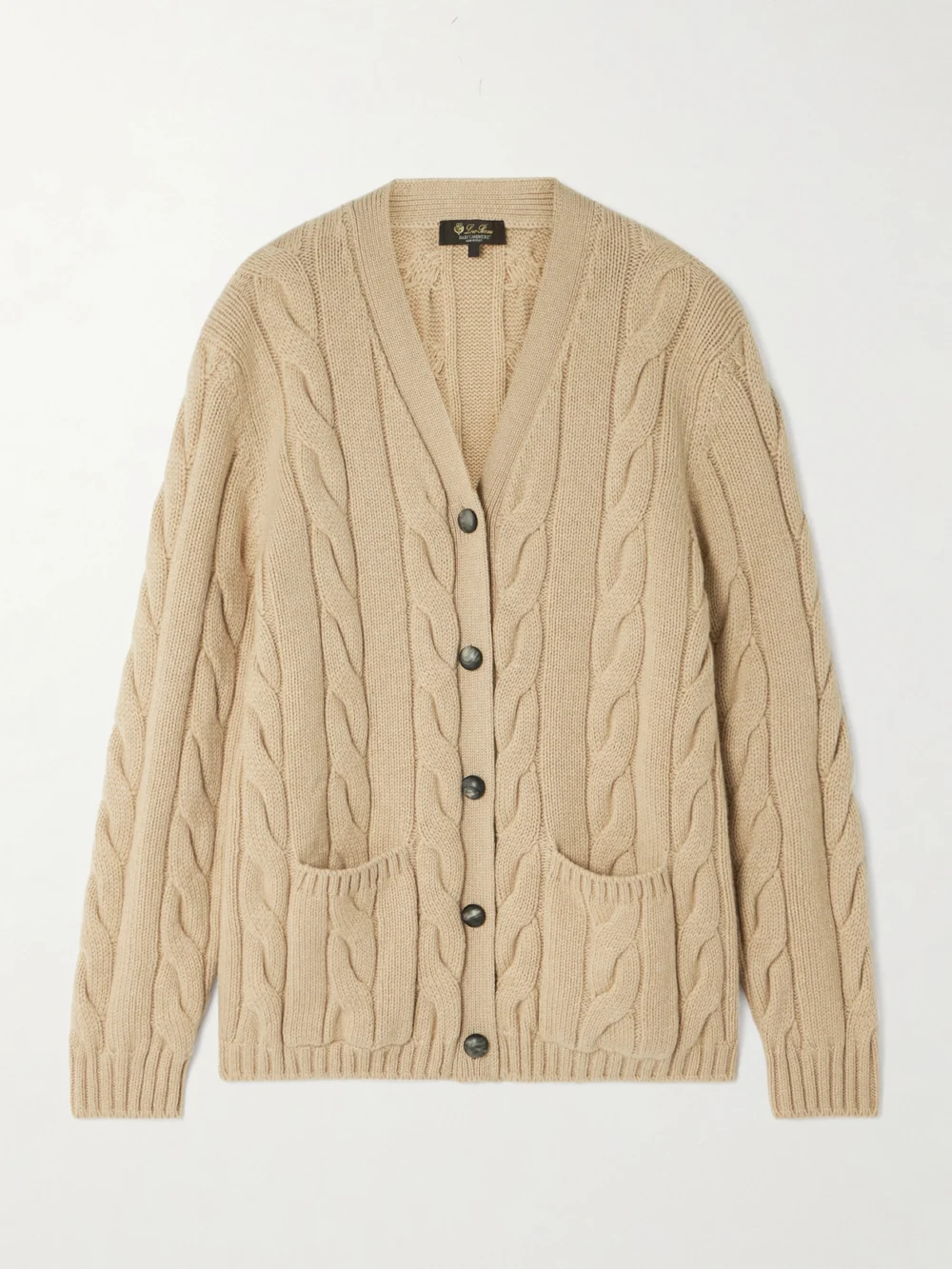 Loro Piana Napier Cable-knit Cashmere Cardigan in beige