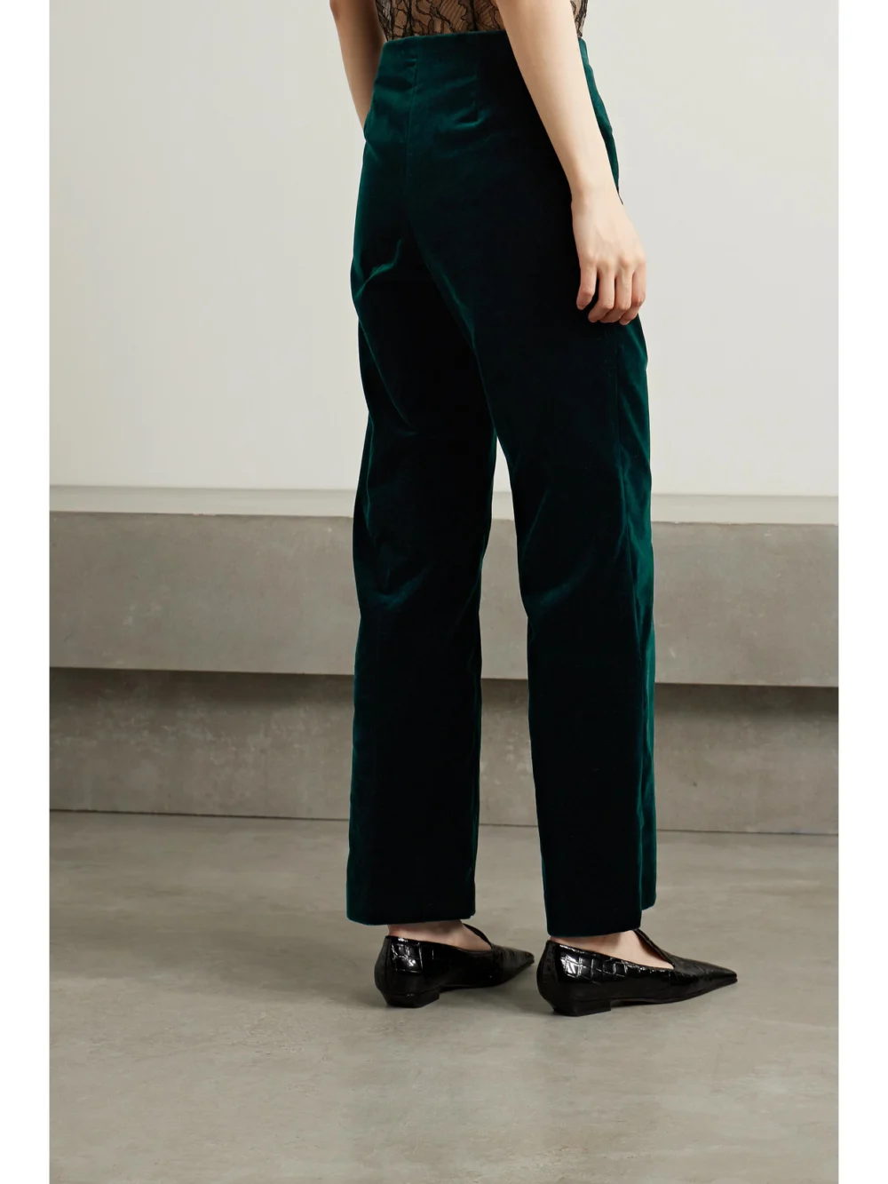 Back view of the Loro Piana Niklas Cotton-blend Velvet Wide-leg Pants