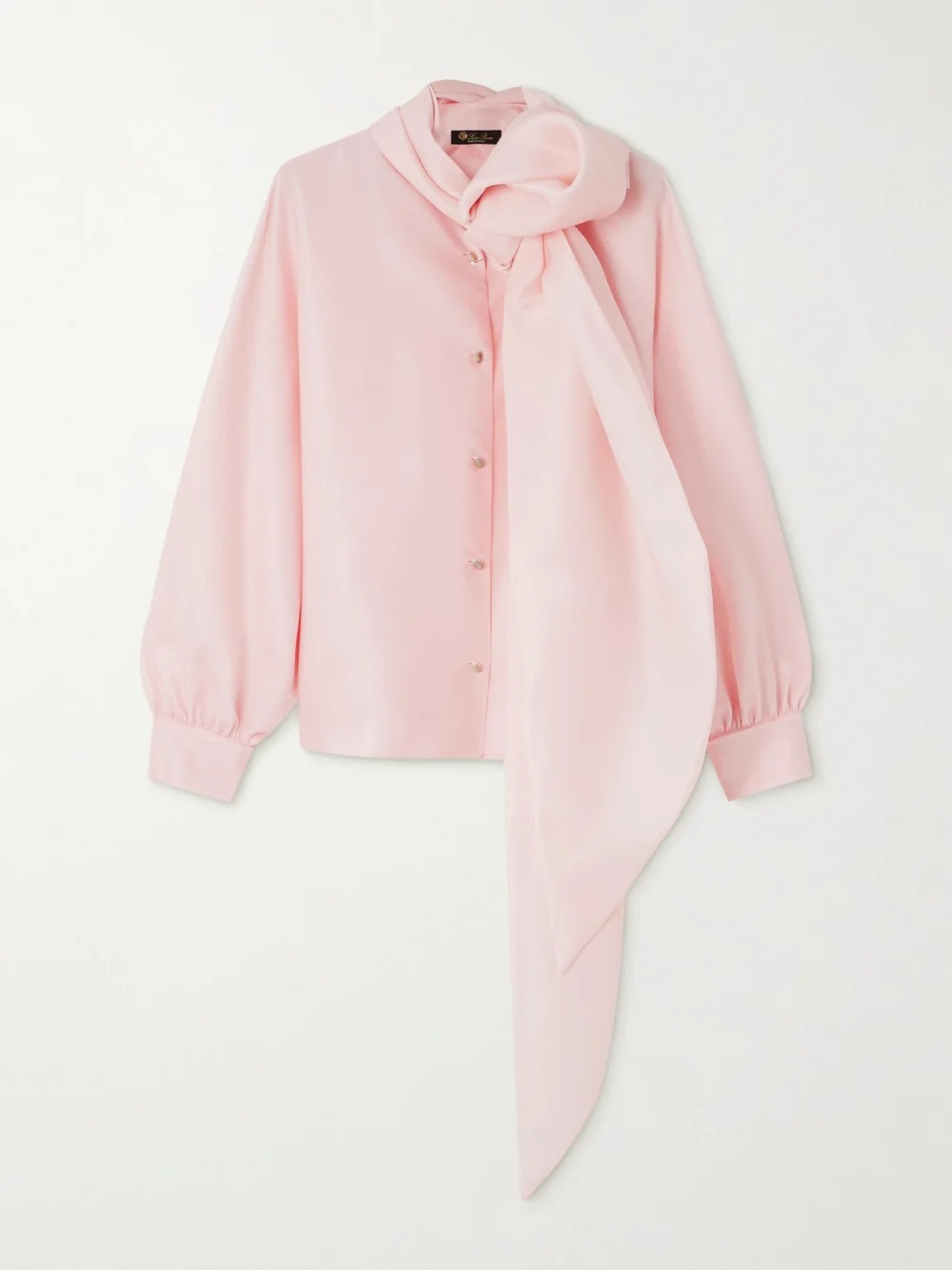 Loro Piana Patricia Tie-neck Silk-organdy Blouse in baby pink