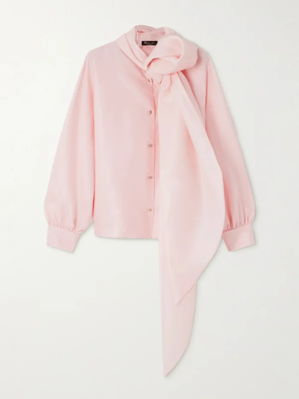 Loro Piana Patricia Tie-neck Silk-organdy Blouse