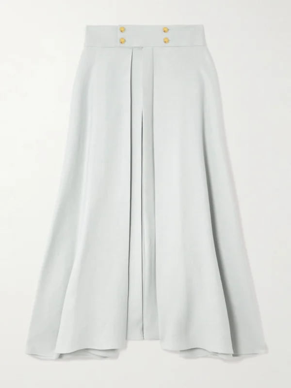 Loro Piana Petra Pleated Linen-twill Midi Skirt