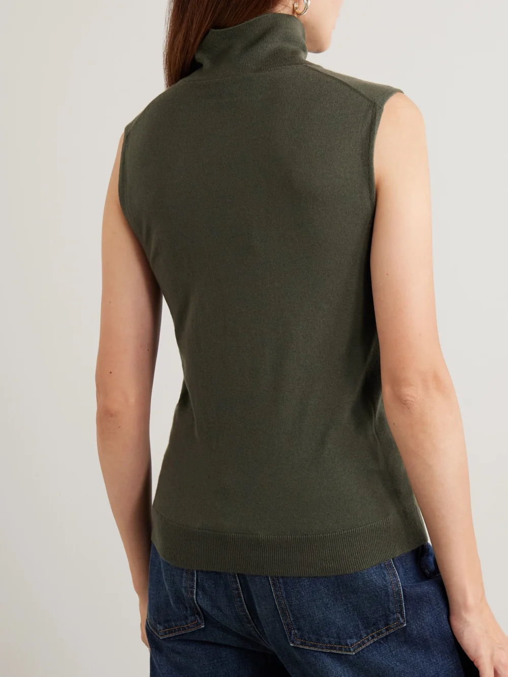 Back view of the Loro Piana Piuma Cashmere Turtleneck Tank