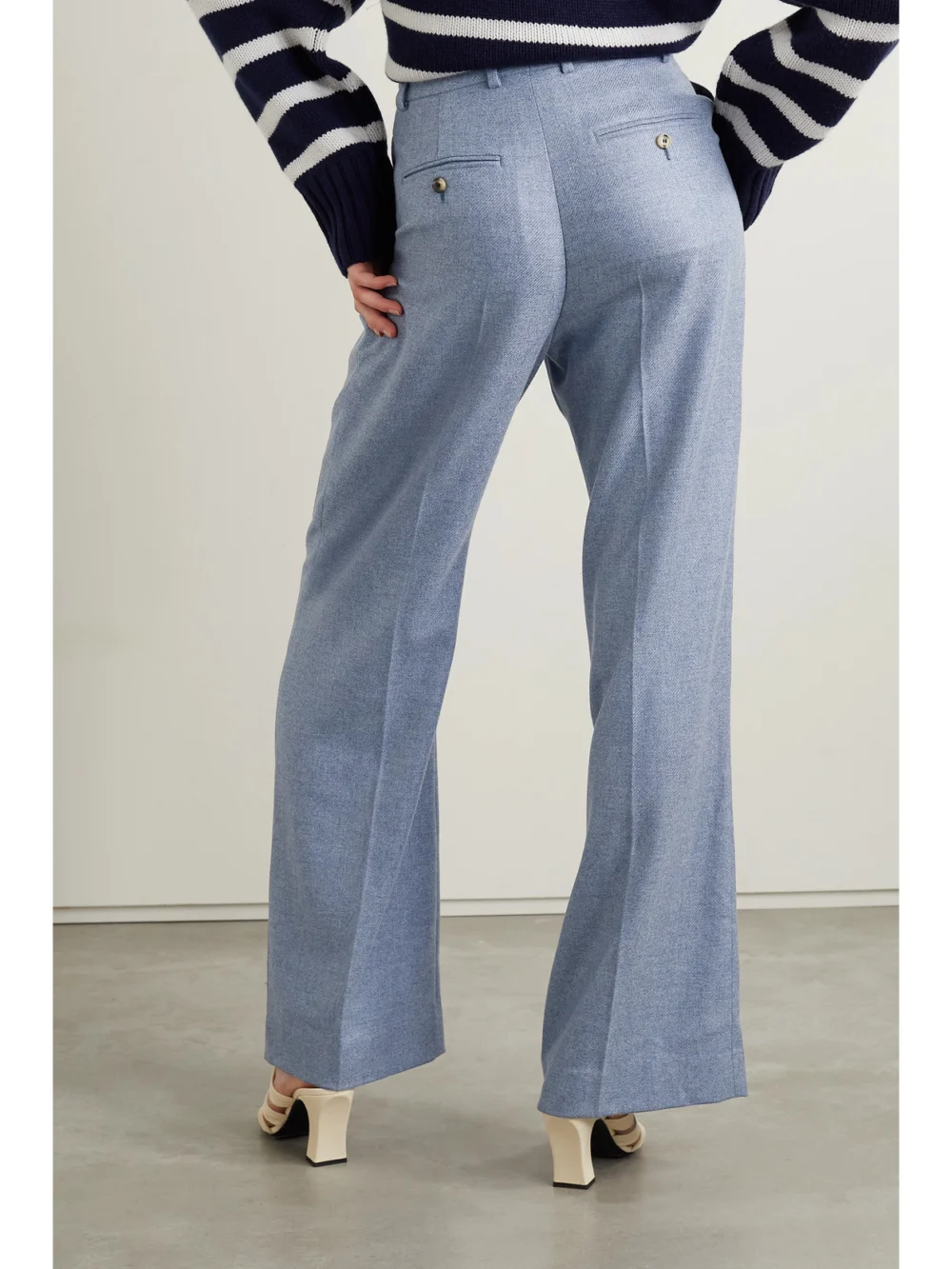 Back view of the Loro Piana Pleated Cashmere Wide-leg Pants