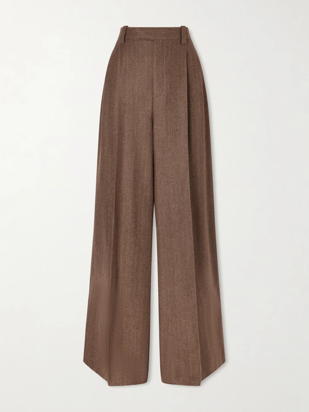 Loro Piana Pleated Pinstriped Wool and Cashmere-blend Wide-leg Pants in brown