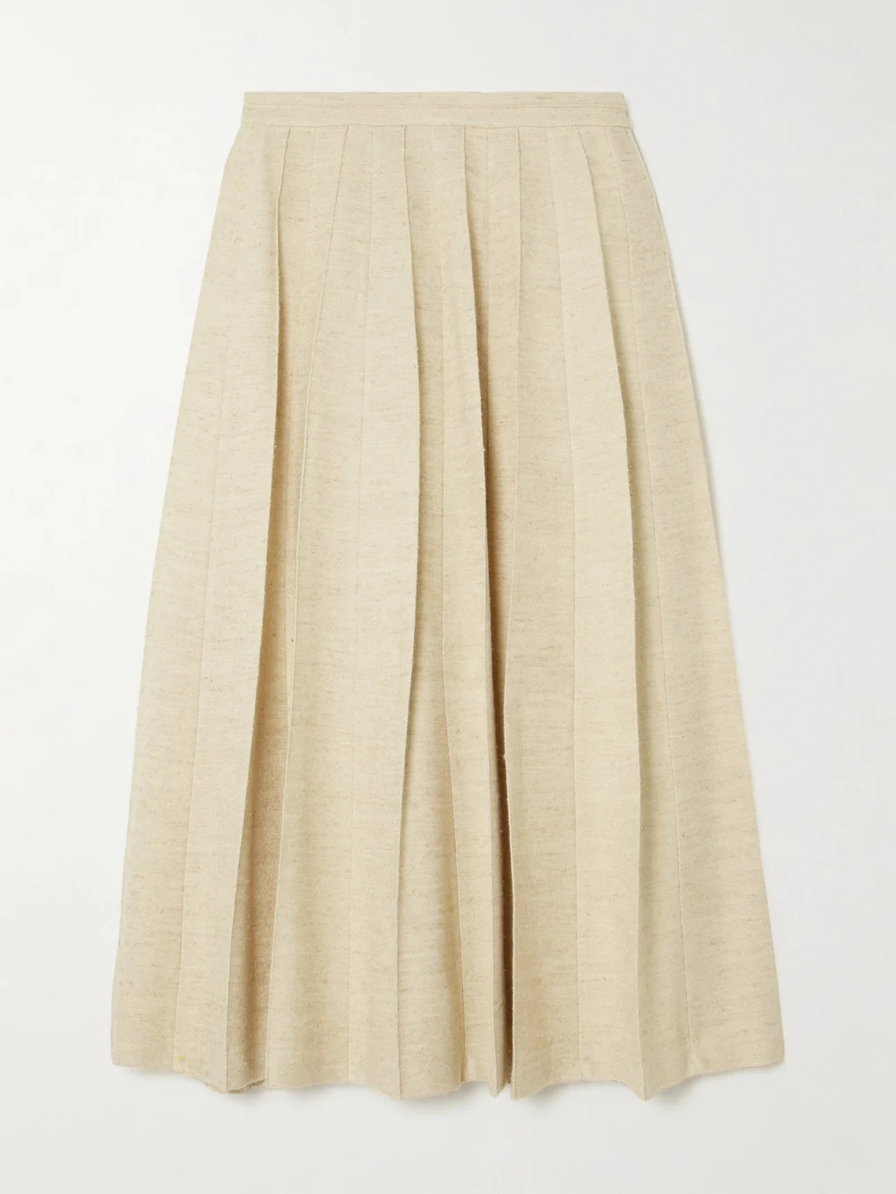Loro Piana Pleated Woven Midi Skirt in off-white