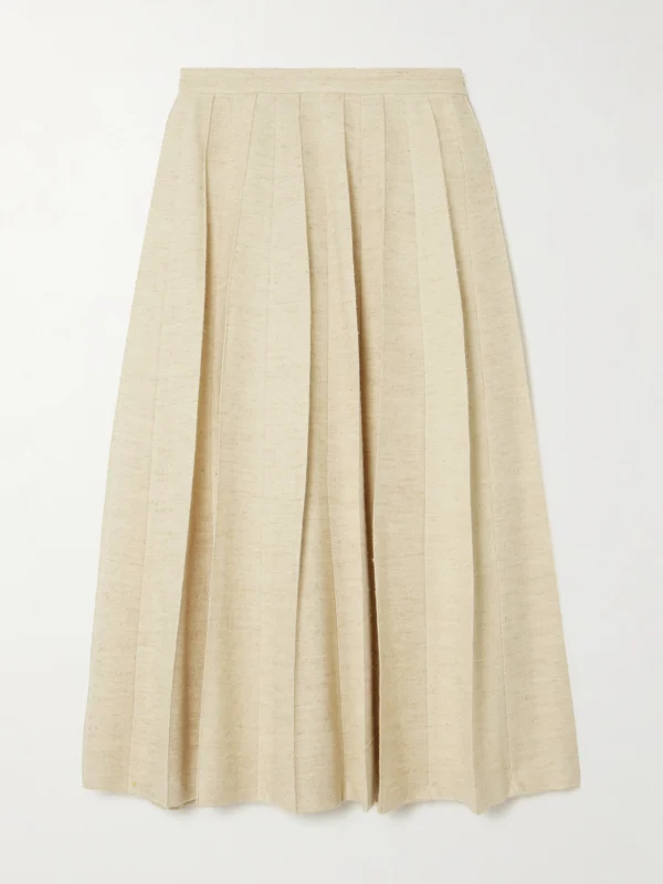 Loro Piana Pleated Woven Midi Skirt