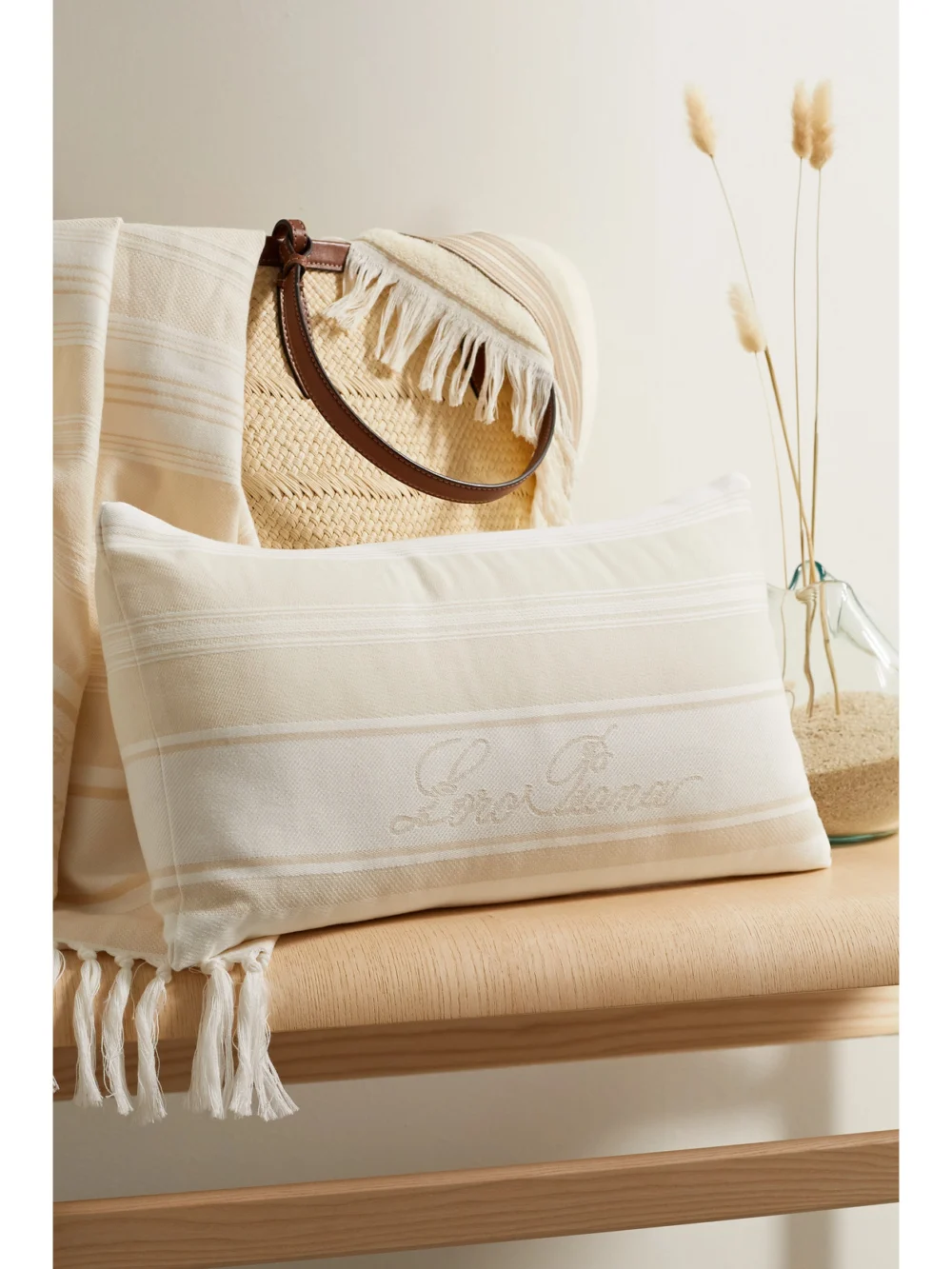 Loro Piana Portofino Cotton-jacquard Beach Pillow, styled view