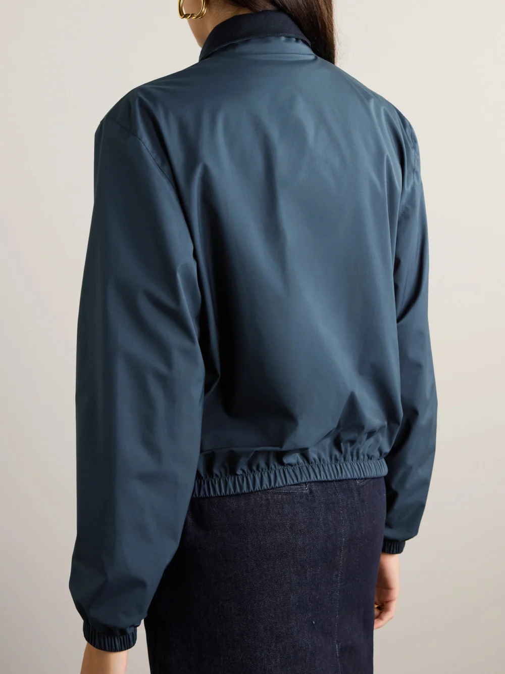 Back view of the Loro Piana Reversible Shell and Cashmere Bomber Jacket