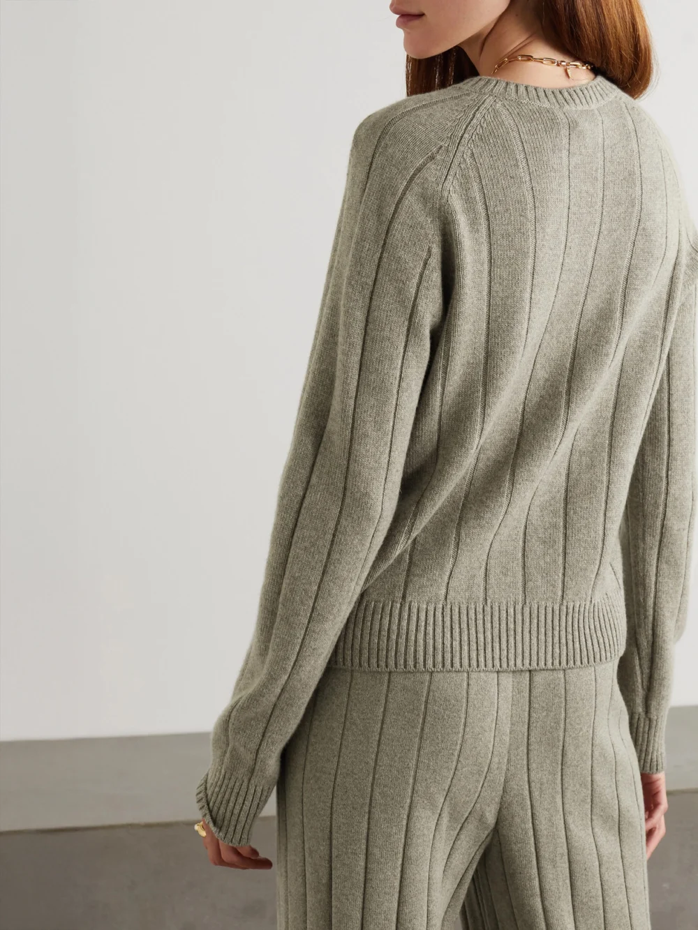 Back view of the Loro Piana Ribbed Cashmere Sweater