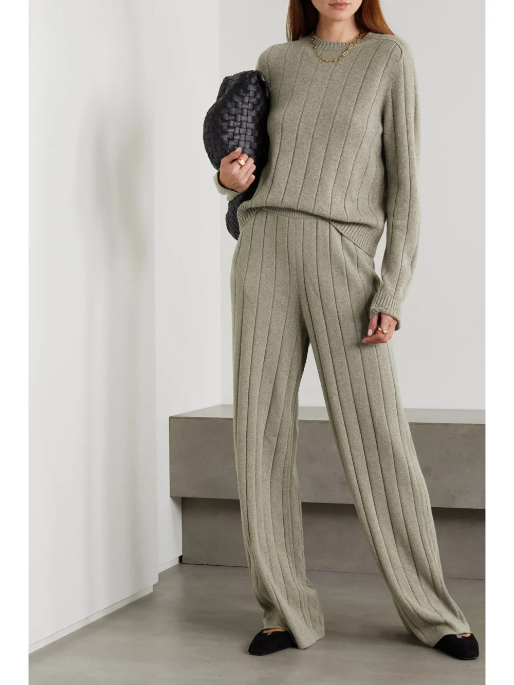Loro Piana Ribbed Cashmere Sweater, worn by a model
