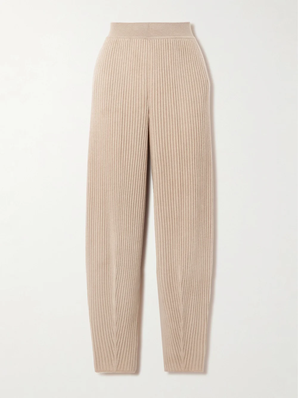 Loro Piana Ribbed Cashmere Tapered Pants in beige