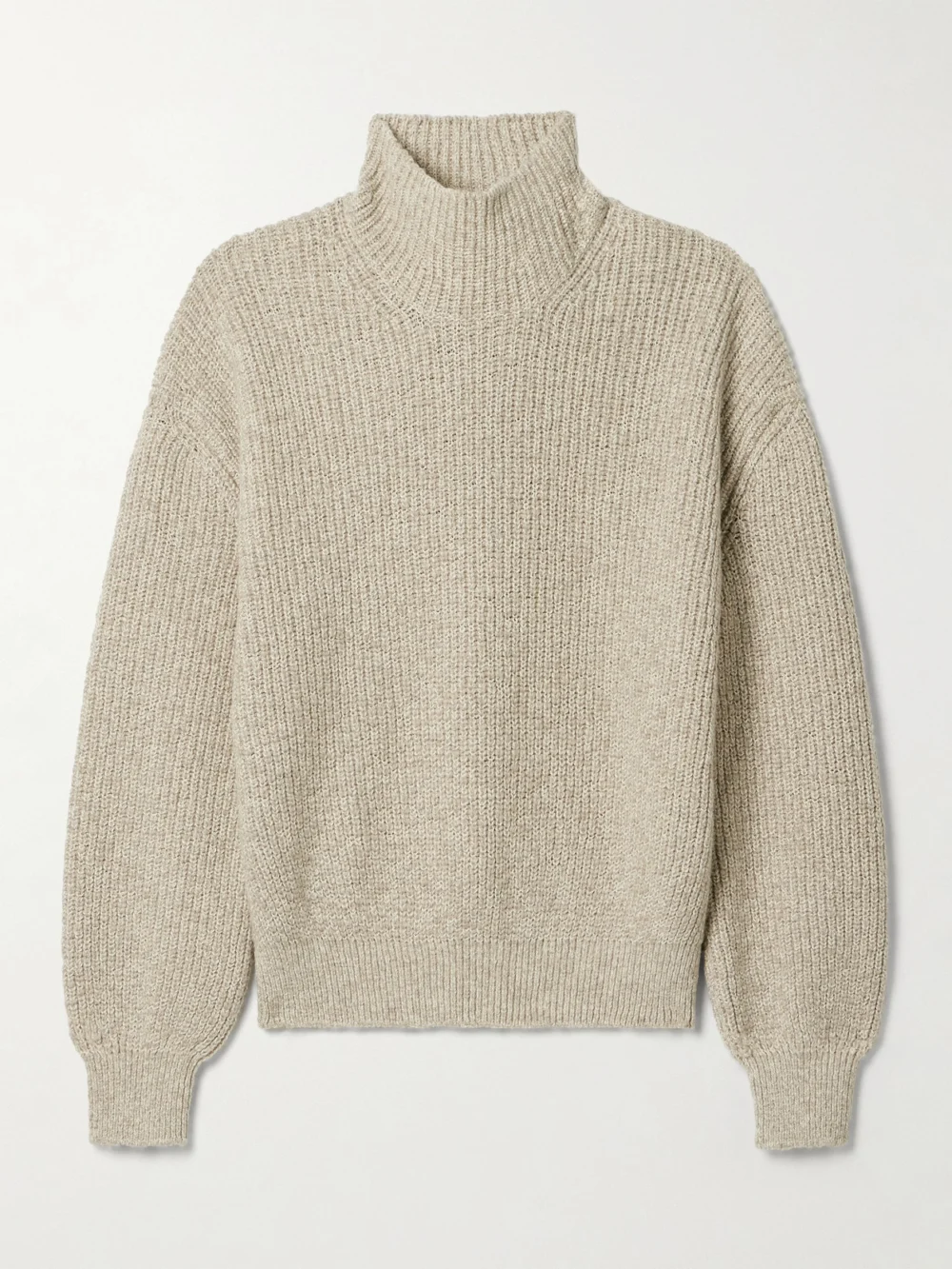 Loro Piana Ribbed Cashmere Turtleneck Sweater in light gray