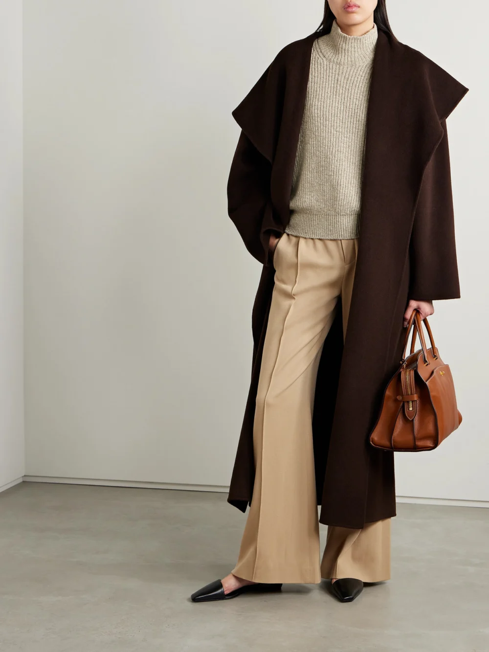 Loro Piana Ribbed Cashmere Turtleneck Sweater, worn by a model