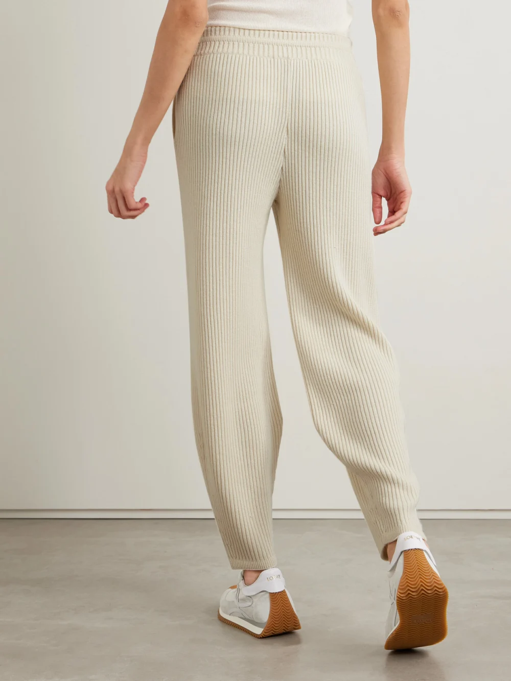 Back view of the Loro Piana Ribbed Silk and Cashmere-blend Tapered Track Pants