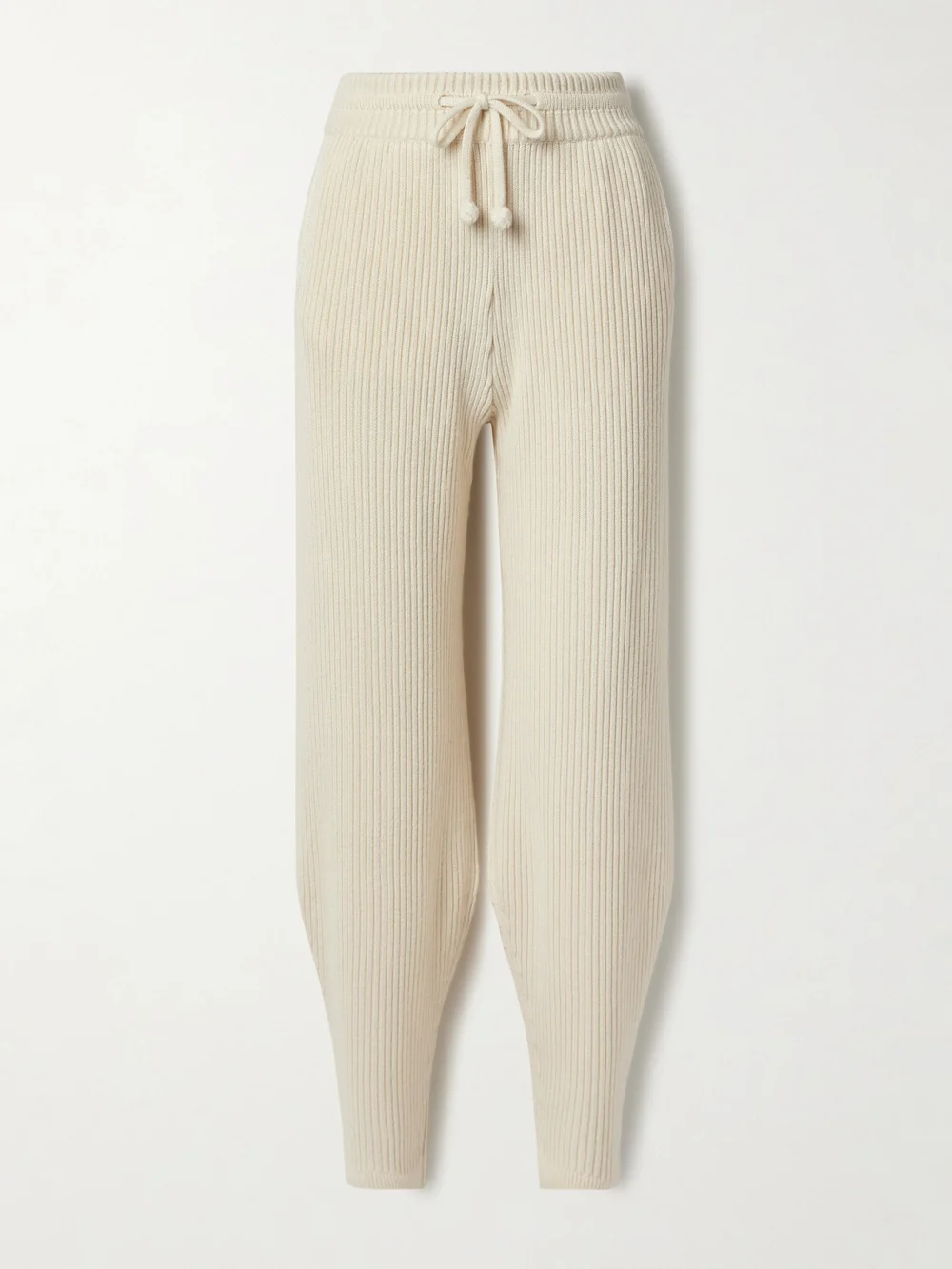 Loro Piana Ribbed Silk and Cashmere-blend Tapered Track Pants in cream