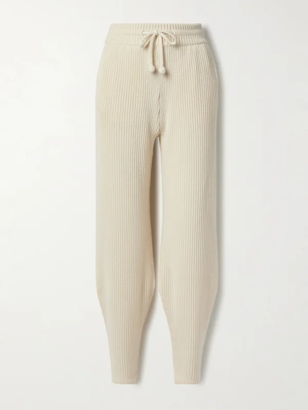 Loro Piana Ribbed Silk and Cashmere-blend Tapered Track Pants
