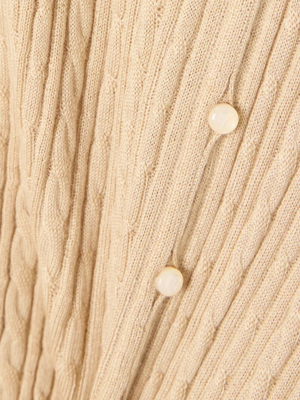 Close-up detail of the Loro Piana Rimella Cable-knit Cashmere and Silk-blend Cardigan